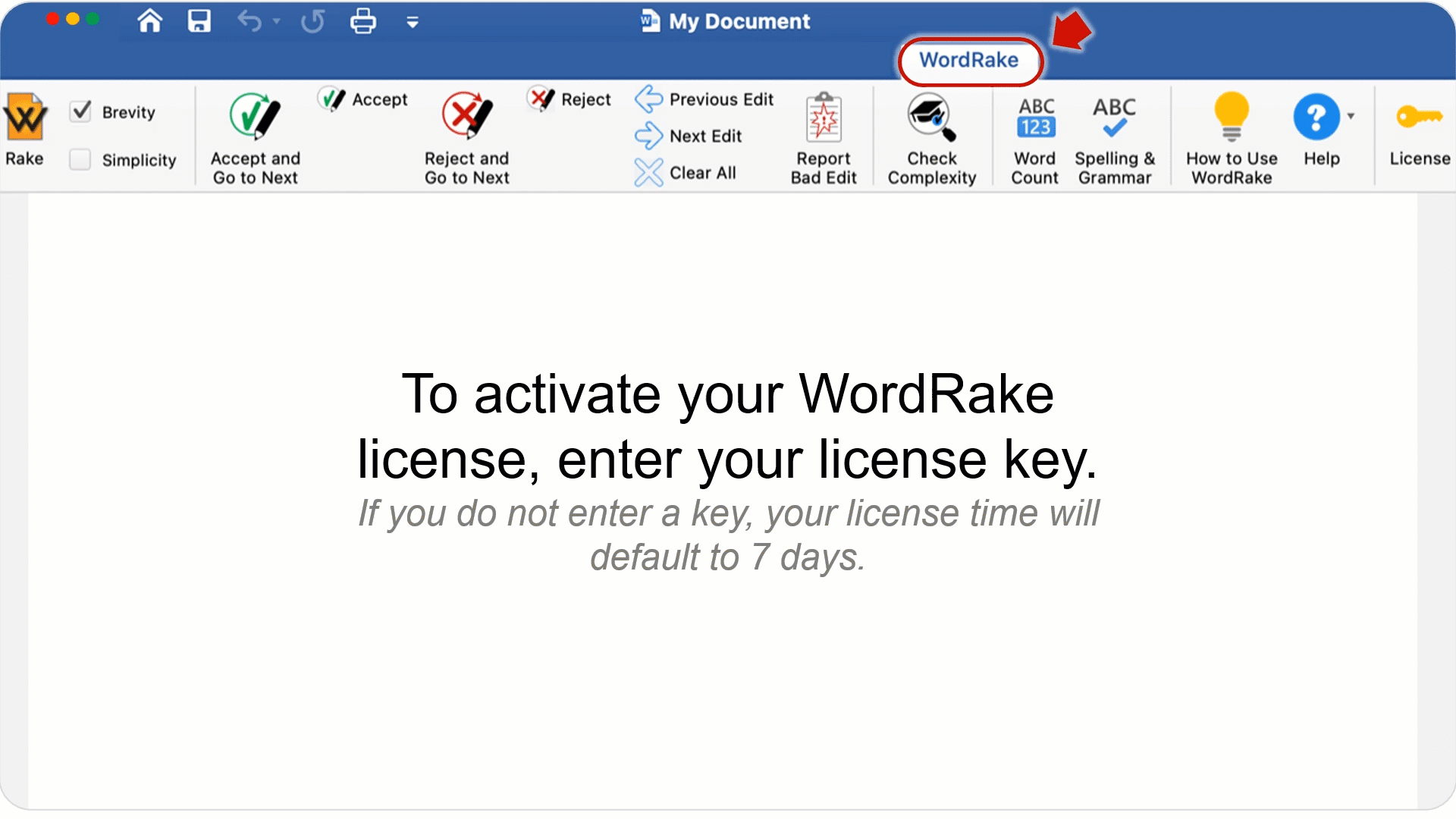 WR v5 - Enter License Key MacWord