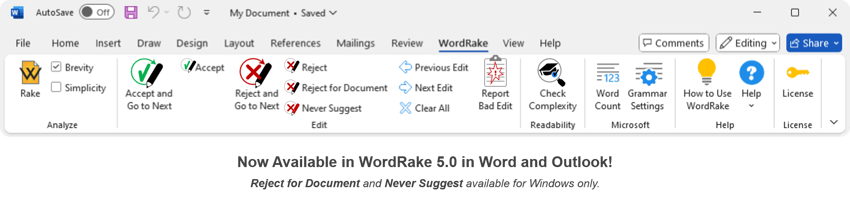 WordRake 5 Now Available Ribbon with Callout